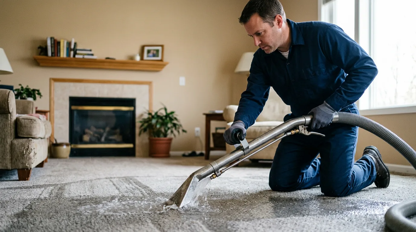 Water damage restoration technician working near Dunellen, NJ